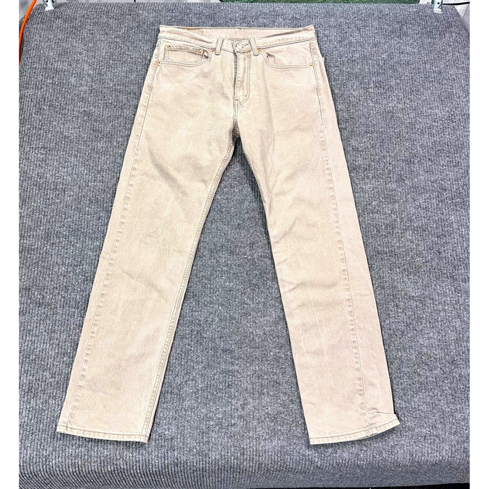 Levi's 505 Regular Fit Jeans Men 34x32 Tan Khaki Straight Leg Stretch Flex Denim